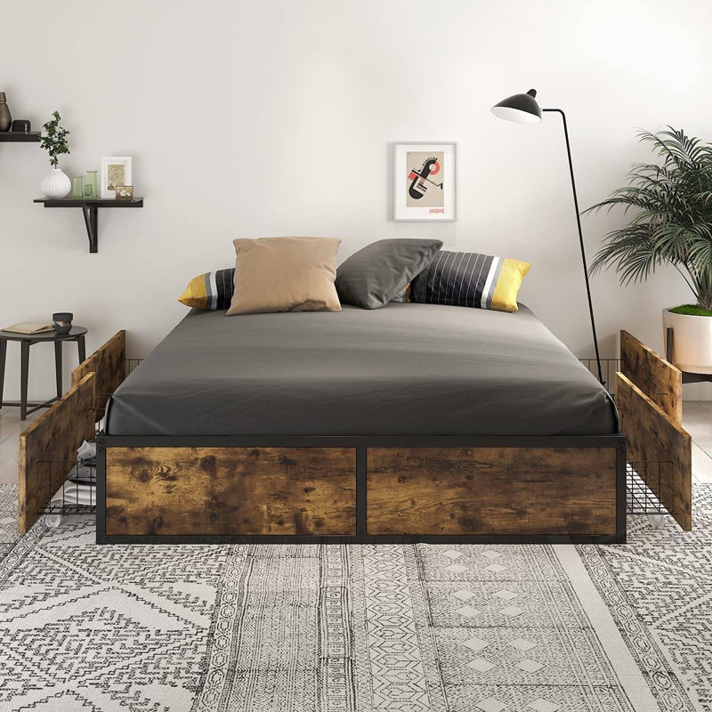 17 Stories Metal Storage Bed Wayfair